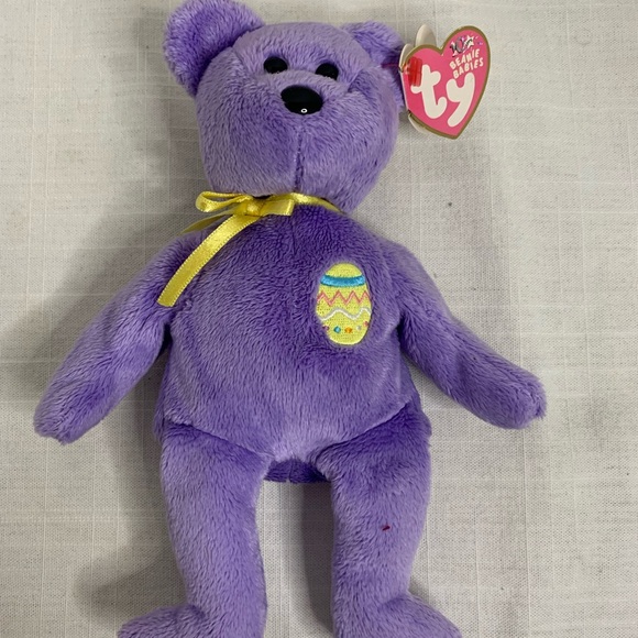 TY BEANIE BABY | “Eggs III” the Purple Easter Bear with tag - Picture 8 of 10